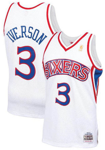 Men's Mitchell & Ness Allen Iverson White Philadelphia 76ers Hardwood Classics Swingman Jersey
