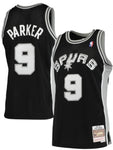 Tony Parker #9 San Antonio Spurs Mitchell & Ness Hardwood Classics Swingman Jersey – Black/Grey