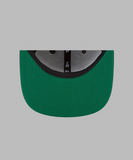 Paper Plane Original Crown Old School Snapback Hat with Green Undervisor