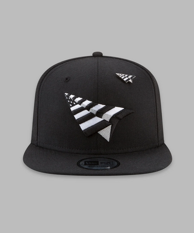 Paper Plane Original Crown Old School Snapback Hat with Green Undervisor