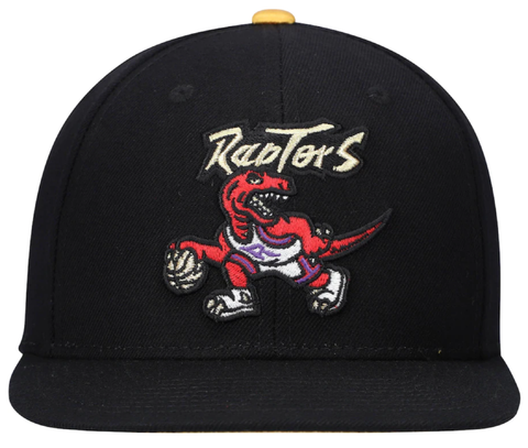 Men's Mitchell & Ness Black Toronto Raptors Dribble Gold Tip II - Snapback Hat