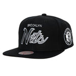 Men's Brooklyn Nets Team Script 2.0 Mitchell & Ness Black Snapback Hat