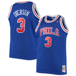 Men's Mitchell & Ness NBA Allen Iverson Philadelphia 76ers Mitchell & Ness 1996/97 Hardwood Classics Swingman Jersey – Royal Blue