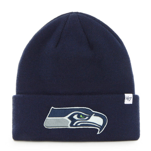 Men's '47 Navy Raised Seattle Seahawks Primary Basic Cuffed Knit Hat