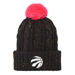 Raptors Black Knit Pink Yarn Puff Toque - Girls One Size