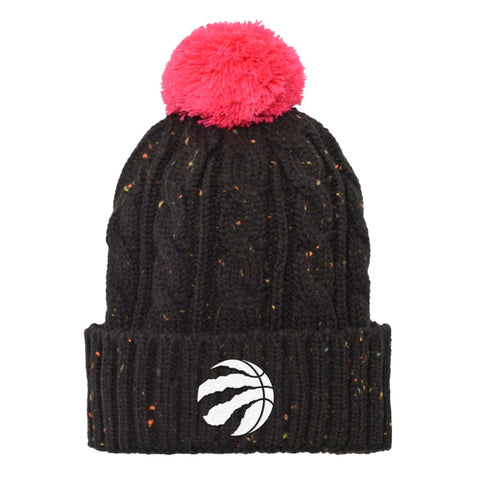 Raptors Black Knit Pink Yarn Puff Toque - Girls One Size