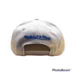 Grey Mitchell and Ness Maple Leaf Snapback Hat with Blue Logo