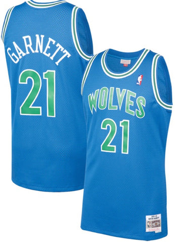 Minnesota Timberwolves Kevin Garnett #21 Hardwood Classics 1995 Swingman Jersey by Mitchell & Ness - Blue/Green